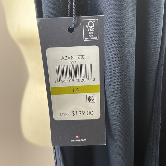 NWT Tommy Hilfiger Women Surplice Midi Wrap Dress SZ 14 Blue - Picture 13 of 14